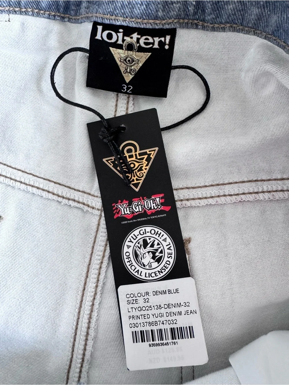 Loiter x Yu-Gi-Oh Denim Jeans Size 32 β Printed Anime Streetwear Pants β Rare - Picture 13 of 16